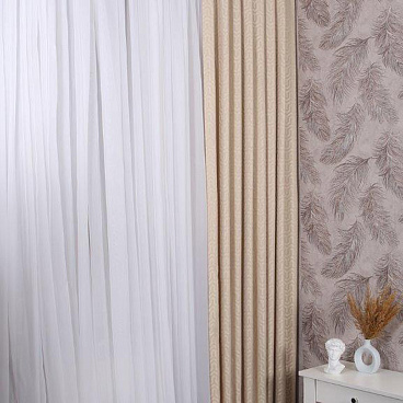 Штора жаккард бежевая 200х270 см Mona Liza Трио (МЛ715/С1)