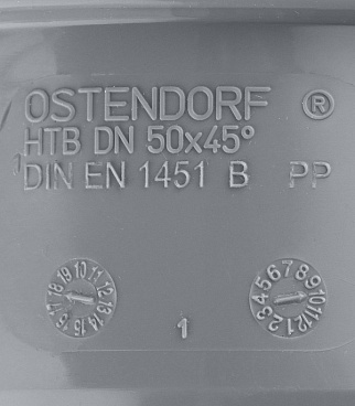 Отвод Ostendorf HTB d50 мм 45° пластиковый для внутренней канализации (112120)