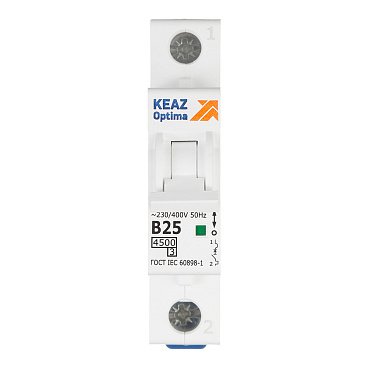 Автоматический выключатель модульный КЭАЗ OptiDin BM63 1P 25А тип B 4,5 кА 230/400 В (329503)