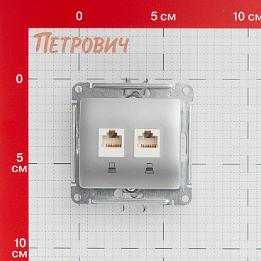 Розетка компьютерная Systeme Electric Glossa встраиваемая алюминий 2хRJ45 (GSL000385KK)
