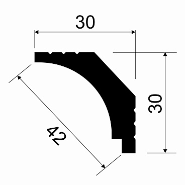 Плинтус потолочный из экополимера ударопрочный 30х30х2000 мм Cosca KX019