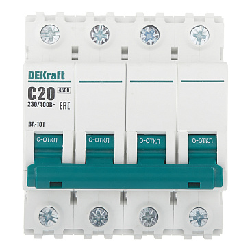 Автоматический выключатель модульный Dekraft BA-101 4Р 20А тип C 4,5 кА 230/400 В (11091DEK)