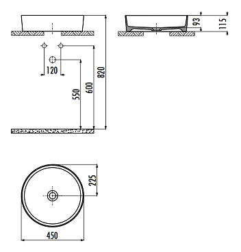 Раковина на столешницу 45 см LOOP цв. белый матовый LP145-00MB00E-0000