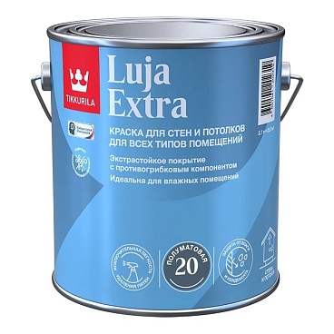 Краска моющаяся Tikkurila/Tikkivala Luja Extra полуматовая база С бесцветная 2,7 л
