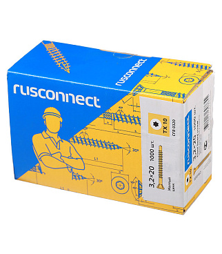 Саморезы для массивной доски 20x3,2 мм желтые (1000 шт.)