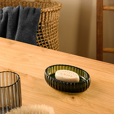 Мыльница для ванной Moroshka Ethnic настольная стекло зеленая (G88-95)