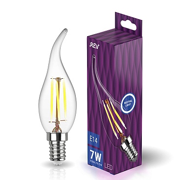 Лампа светодиодная филаментная Rev E14  4000К 7 Вт 220 В свеча на ветру