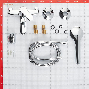 Смеситель для ванны Tokito Kanda хром однорычажный с коротким изливом с лейкой (TOK-KAN-1014)