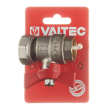 Кран шаровой латунный Valtec 3/4 ВР(г) х 1/2 ВР(г) проходной бабочка с накидной гайкой прямой (VT.241.N.0405)
