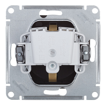 Розетка Systeme Electric AtlasDesign встраиваемая карбон со шторками с крышкой (ATN001046)