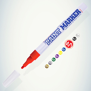 Маркер лаковый для промышленной графики MunHwa Paint Marker Slim красный грифель 2 мм