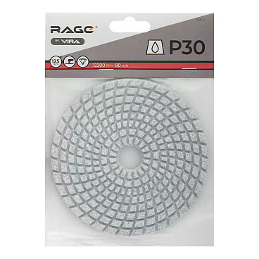 Круг алмазный шлифовальный по камню Rage by Vira гибкий d125 мм P30 для мокрого шлифования