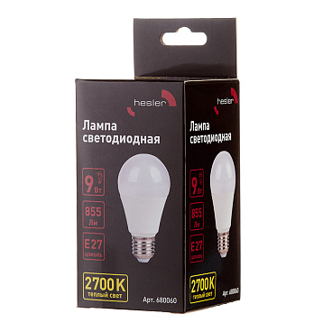 Лампа светодиодная Hesler E27 2700К 9 Вт 855 Лм 230 В груша А60 матовая