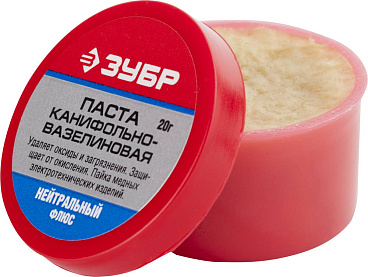 Паста ЗУБР паяльная канифольно-вазелиновая, пластиковая банка, 20гр