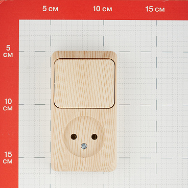 Блок выключатель и розетка Systeme Electric Этюд одноклавишный накладной сосна (BPA16-204D)