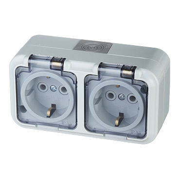 Розетка Svet накладная серая с крышкой (EV 0366-6629)