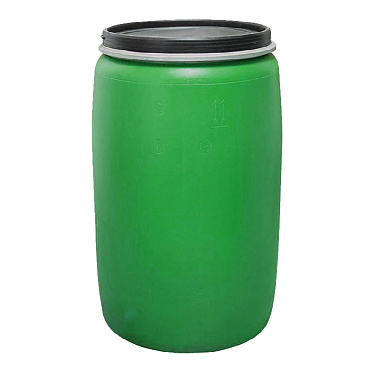 Бочка для жидких/сыпучих веществ 227 л полиэтиленовая широкая горловина зеленая