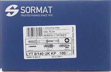 Дюбель-гвоздь Sormat 8x140 мм потайная манжета нейлон (100 шт.)