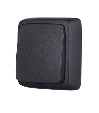 Выключатель Hegel Alfa одноклавишный накладной черный с изолирующей пластиной (ВА10-113-08)