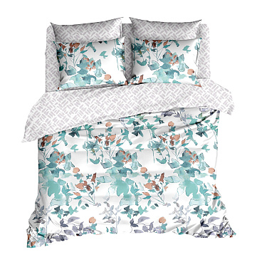 Комплект постельного белья 2-спальный бязь Melissa Ista мятно-серый с простыней 180х215 см