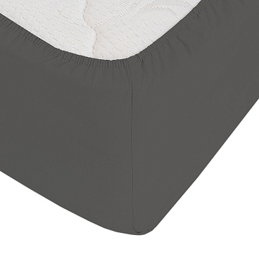 Простыня на резинке 200х200х30 см сатин графит Lorikeet Solo