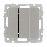 Выключатель IEK Brite ВС10-3-0-БрС трехклавишный встраиваемый сталь (BR-V30-0-10-K46)