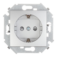 Розетка Simon 15 встраиваемая алюминий со шторками (1591443-033)