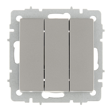 Выключатель IEK Brite ВС10-3-0-БрС трехклавишный встраиваемый сталь (BR-V30-0-10-K46)