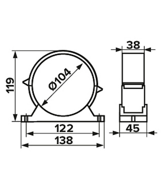 Держатель для круглых воздуховодов ERA с уплотнителем пластиковый d100 мм
