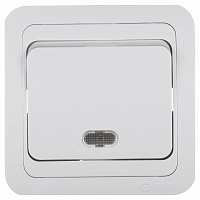 Выключатель Makel Mimoza одноклавишный встраиваемый белый с подсветкой (12021)