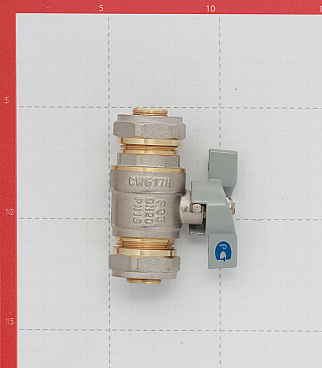 Кран шаровой латунный 20 обж(ц) х 20 обж(ц) для металлопластиковых труб бабочка прямой