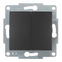 Выключатель Lezard Karina двухклавишный встраиваемый черный бархат (707-4288-101)