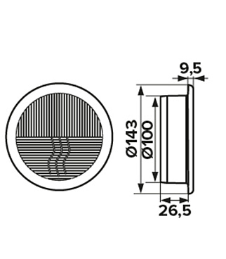 Решетка вентиляционная пластиковая приточно-вытяжная Era РПКФ d143 мм с фланцем d100 мм белая