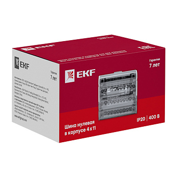 Шина нулевая EKF PROxima 4х7 отверстий в корпусе (sn0-4х7)