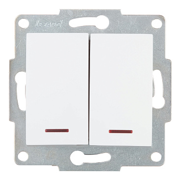 Выключатель Lezard Karina двухклавишный встраиваемый белый с подсветкой (707-0288-112)