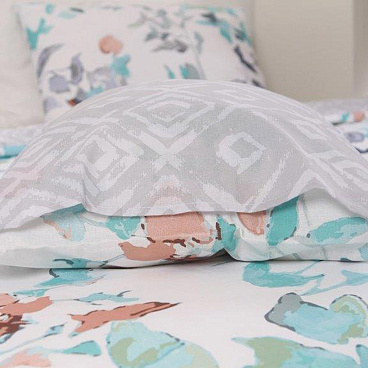 Комплект постельного белья Евро бязь Melissa Ista мятно-серый с простыней 200х215 см