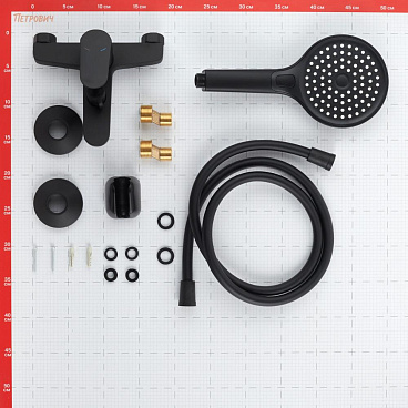 Смеситель для ванны Corsa Deco CX черный матовый однорычажный с коротким изливом с лейкой (FBTCX1B)