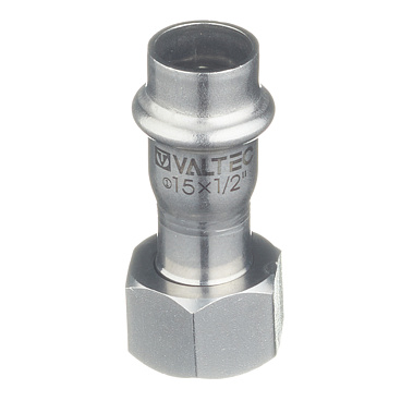 Соединитель VALTEC (VTi.908.I.001504) 15 мм х 1/2 ВР(г) нержавеющая сталь с накидной гайкой