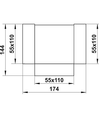 Тройник пластиковый для плоских воздуховодов 55х110 мм 90°