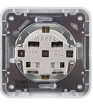 Розетка Makel Mimoza встраиваемая белая керамика (12008)