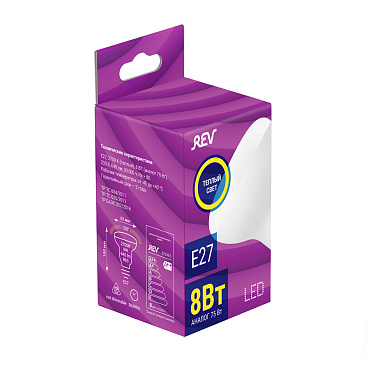 Лампа светодиодная Rev Ritter E27 2700К 8 Вт 640 Лм 180-240 В рефлектор R63 матовая