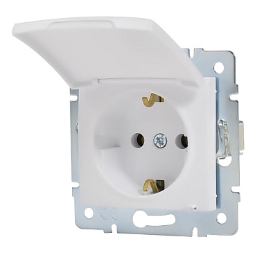 Розетка Lezard Karina встраиваемая белая с крышкой (707-0288-123B)