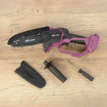 Мини-пила цепная аккумуляторная КМ АТОМ 18 В 6" шаг 1/4" паз 1,3 мм 38 звеньев без АКБ и ЗУ (CMCS-182BL)