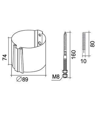 Кронштейн хомут труб Grand Line металлический на кирпичную стену d90 мм коричневый RAL 8017 с крепежом