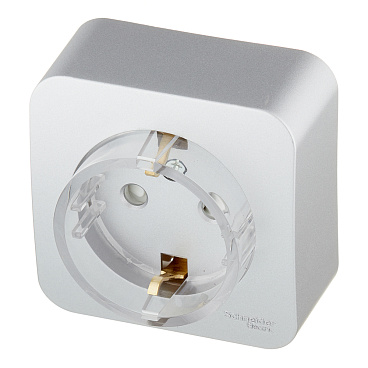 Розетка Systeme Electric Blanca накладная алюминий со шторками компакт (BLNRA111113)