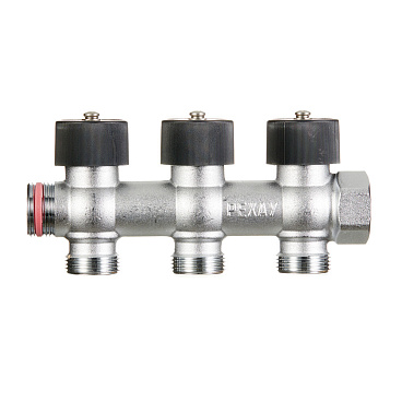 Коллектор Рехау 3/4 ВР(г) х 3 выхода 3/4 НР(ш) ЕК х 3/4 НР(ш) регулируемый (11316453001)