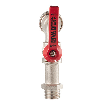 Кран шаровой латунный Valtec 1/2 НР(ш) х 1/2 НР(ш) ручка со штуцером угловой (VT.051.N.04)