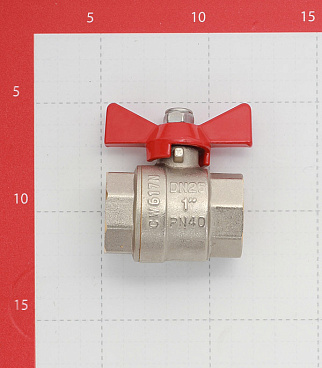 Кран шаровой латунный Valtec Base 1 ВР(г) х 1 ВР(г) бабочка прямой (VT.217.N.06)