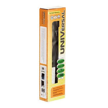 Сетевой фильтр UNIVersal 6 розеток 5 м 10 А 2,2 кВт черный (967U-4005)