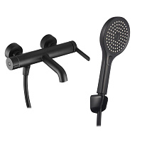 Смеситель для ванны Corsa Deco VX черный матовый однорычажный с коротким изливом с лейкой (FBTVX1B)